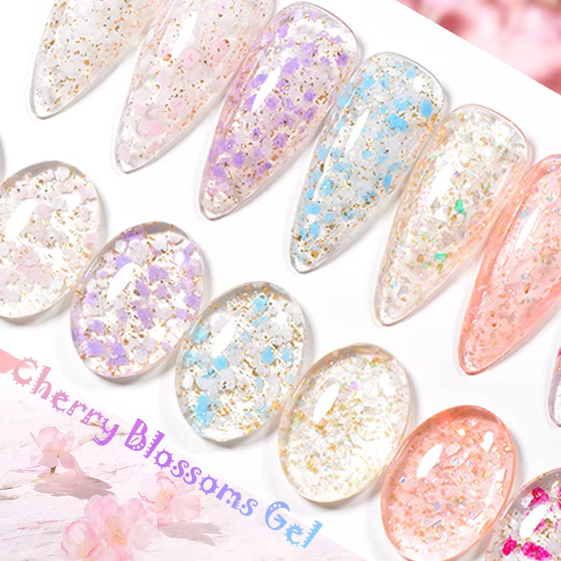 Vernis à ongles en gel à paillettes de fleurs de cerisier