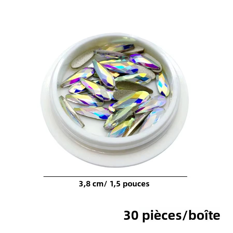 Lacrima fond plat/dos tranchants Nail Art strass verre cristal AB ongles décoration Boutique Salon approvisionnement