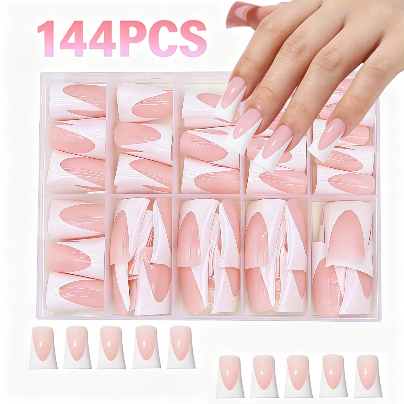 144 pièces de faux ongles