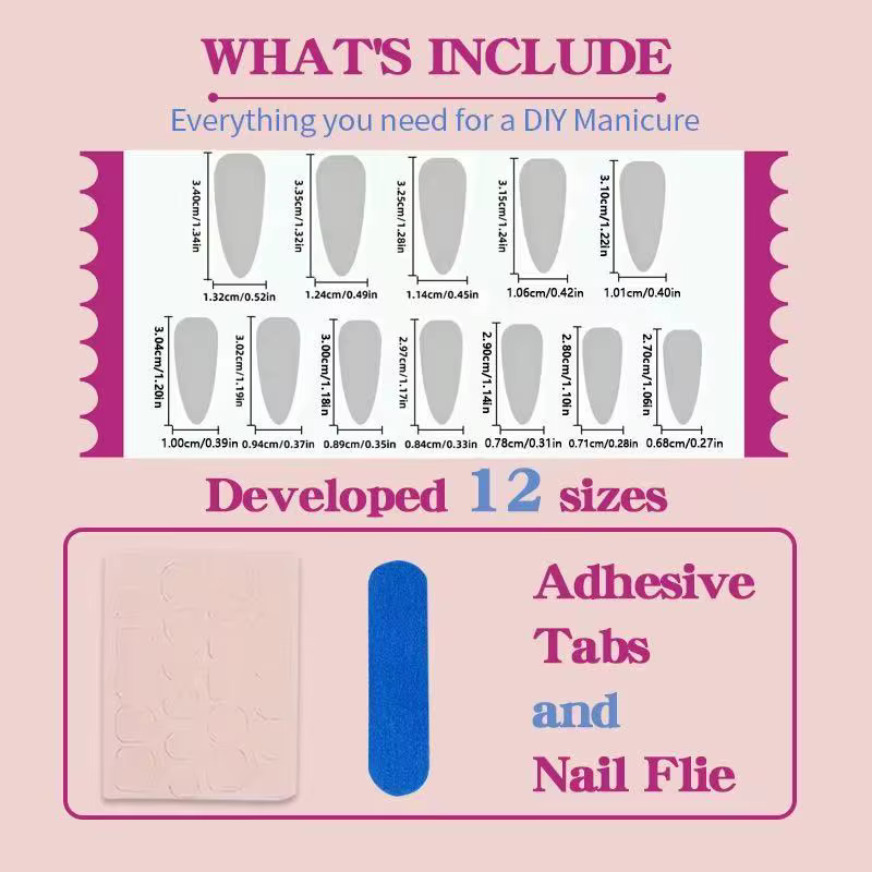 24 faux ongles brillants en forme d'étoile rouge avec une pointe gris-blanc