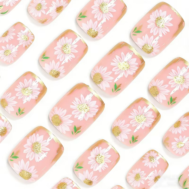 24 faux ongles à presser printemps-été