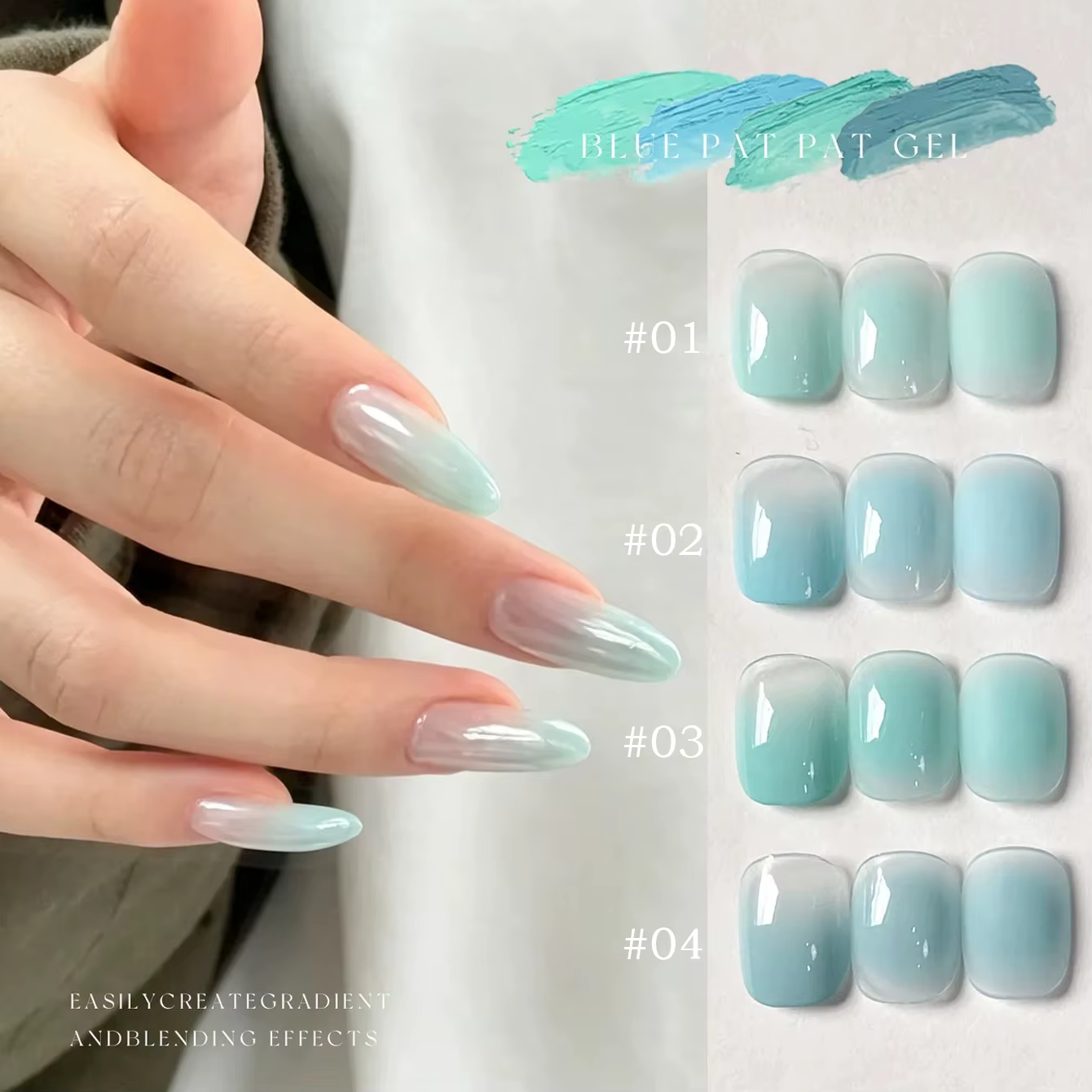 MIANEL 2026 Vernis à ongles gelée transparente menthe bleu vert effet bulles de glacier, longue tenue, haute brillance, pour nail art bleu