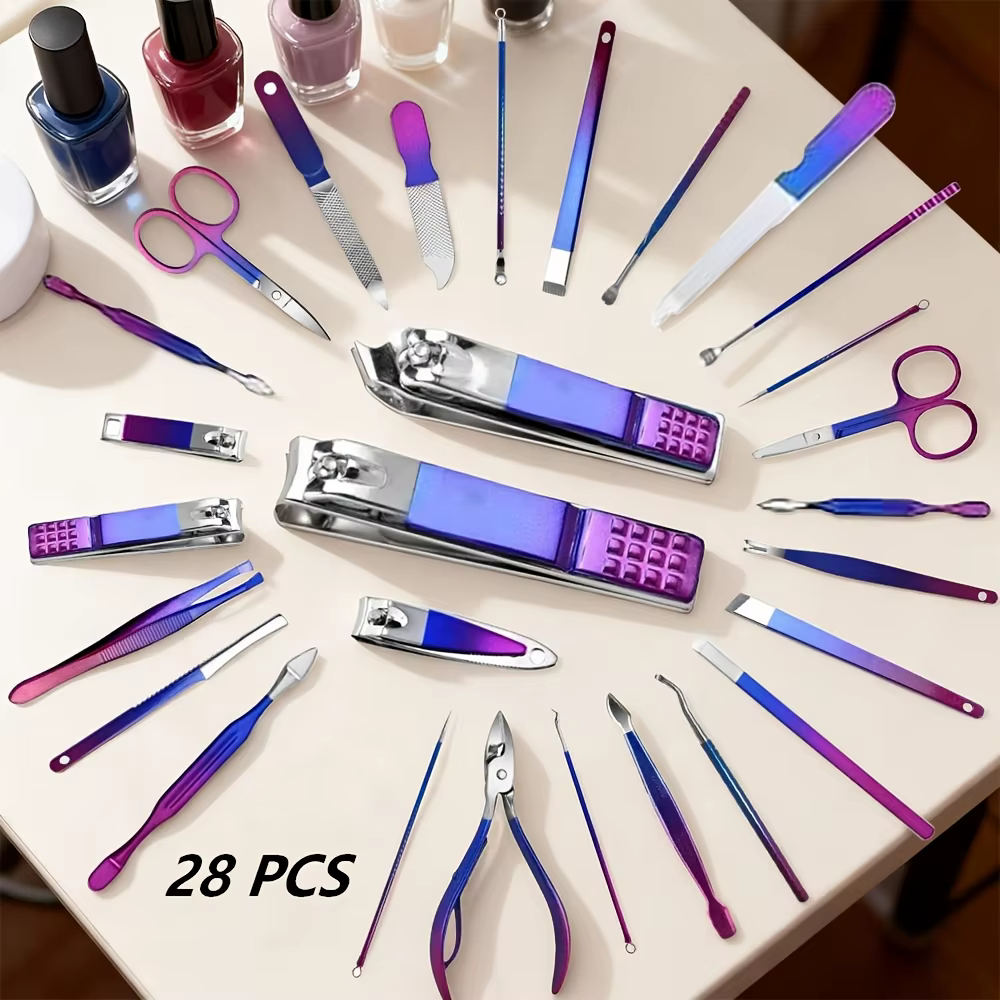 Kit de manucure et pédicure disponible en violet-bleu dégradé