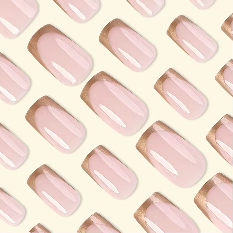 24 pièces autocollants français dorés pour ongles faux