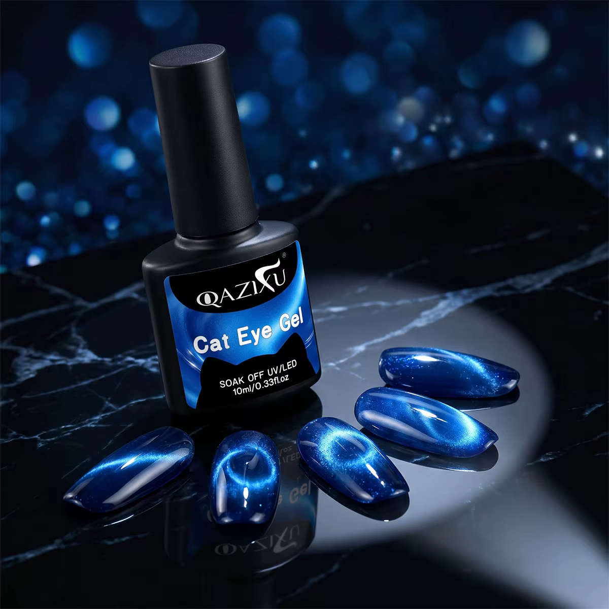 QAZIXU 10ml Vernis à ongles gel œil de chat bleu