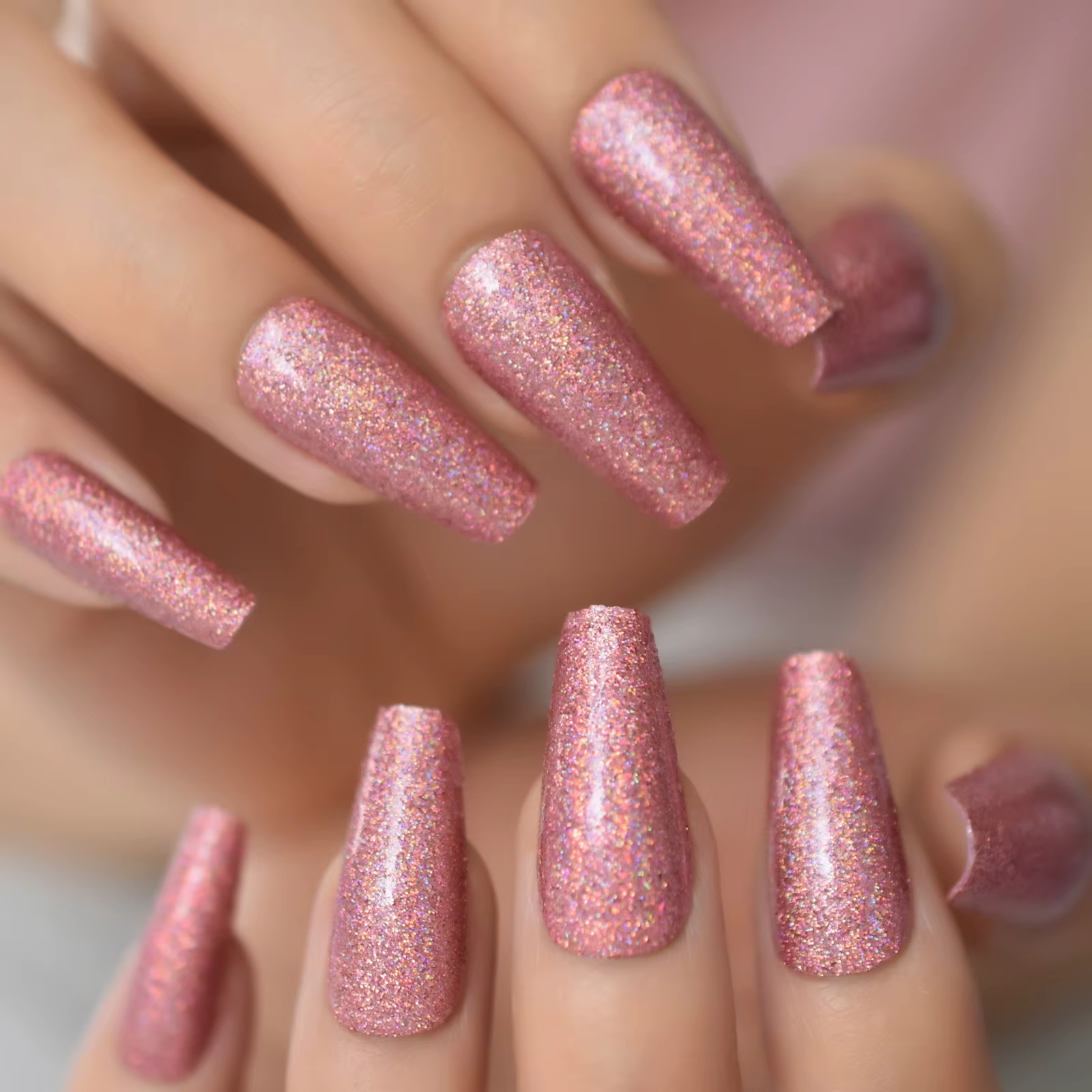 Faux ongles longs en forme de ballerine
