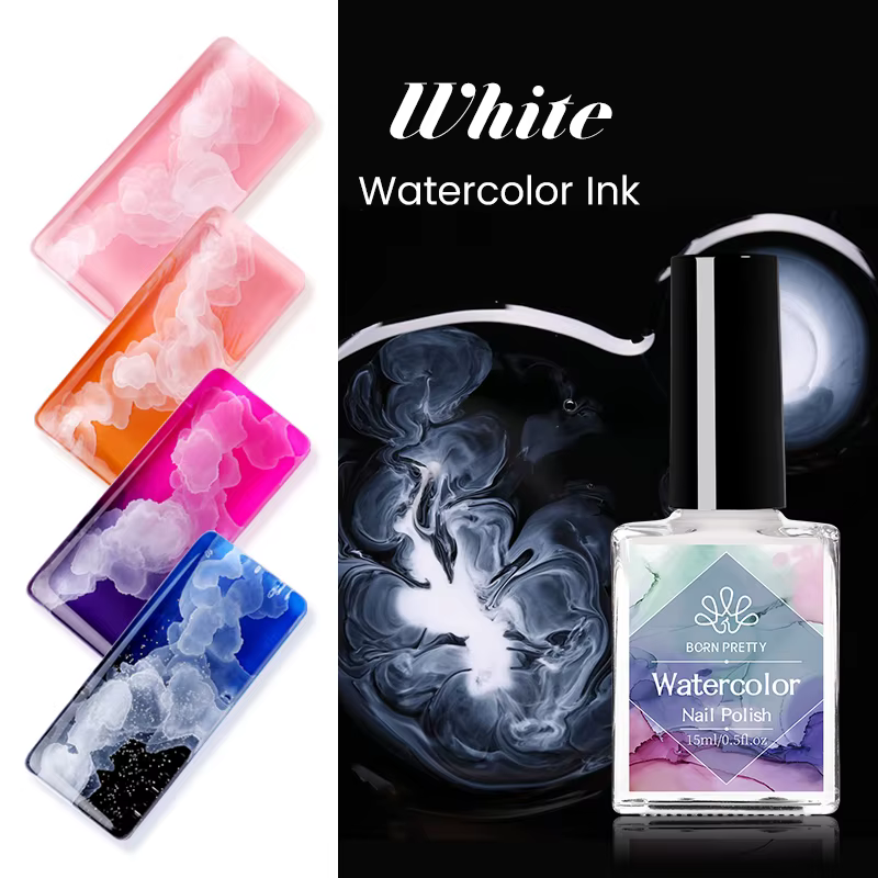 BORN PRETTY aquarelle encre à ongles blanc vernis