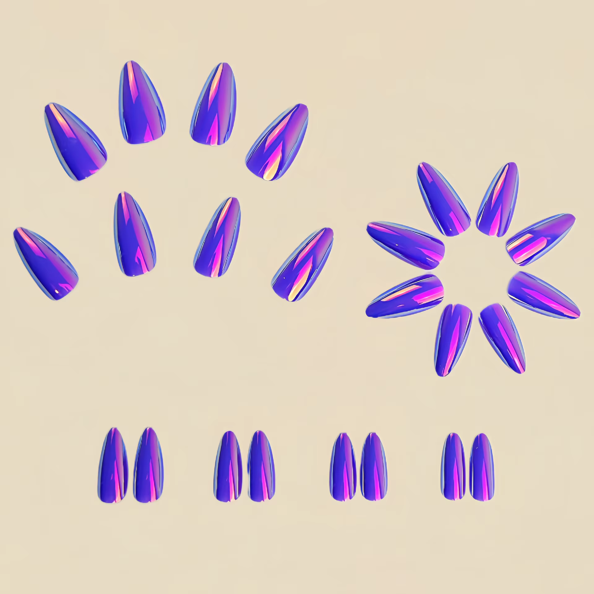 Faux ongles violets tendance pour femmes et filles