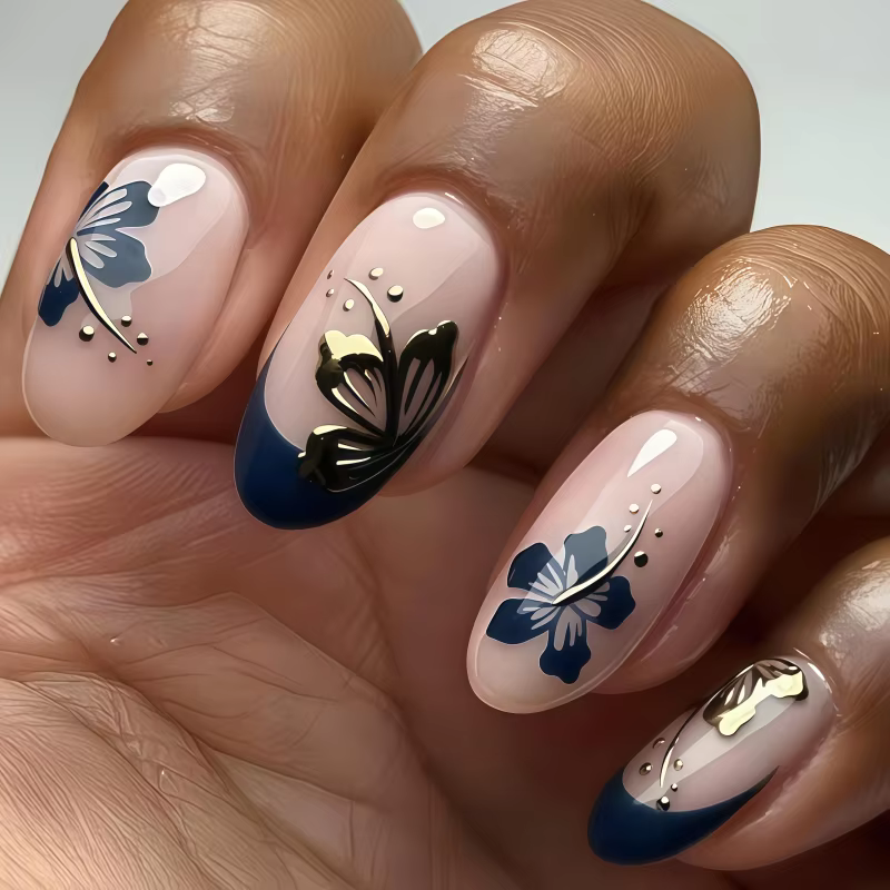 24 paires de faux ongles de style minimaliste en forme d'amande à la française, élégants et simples, avec une touche de charme tendance.