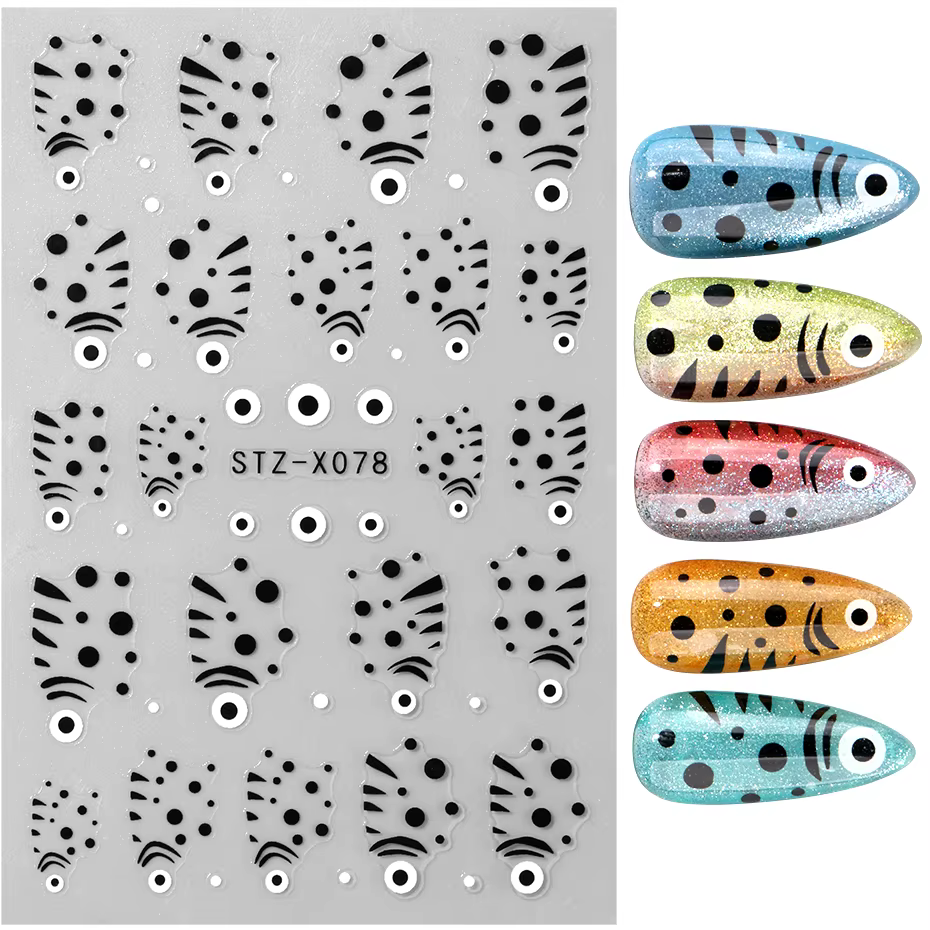 2 pièces leurre de pêche Nail Art autocollant Design poisson mignon ongles décalcomanies breloques