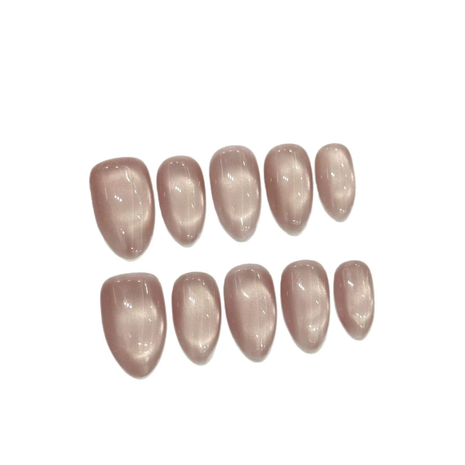 10 pièces presse à la main sur les ongles couleur unie perles de verre brillant oeil de chat faux