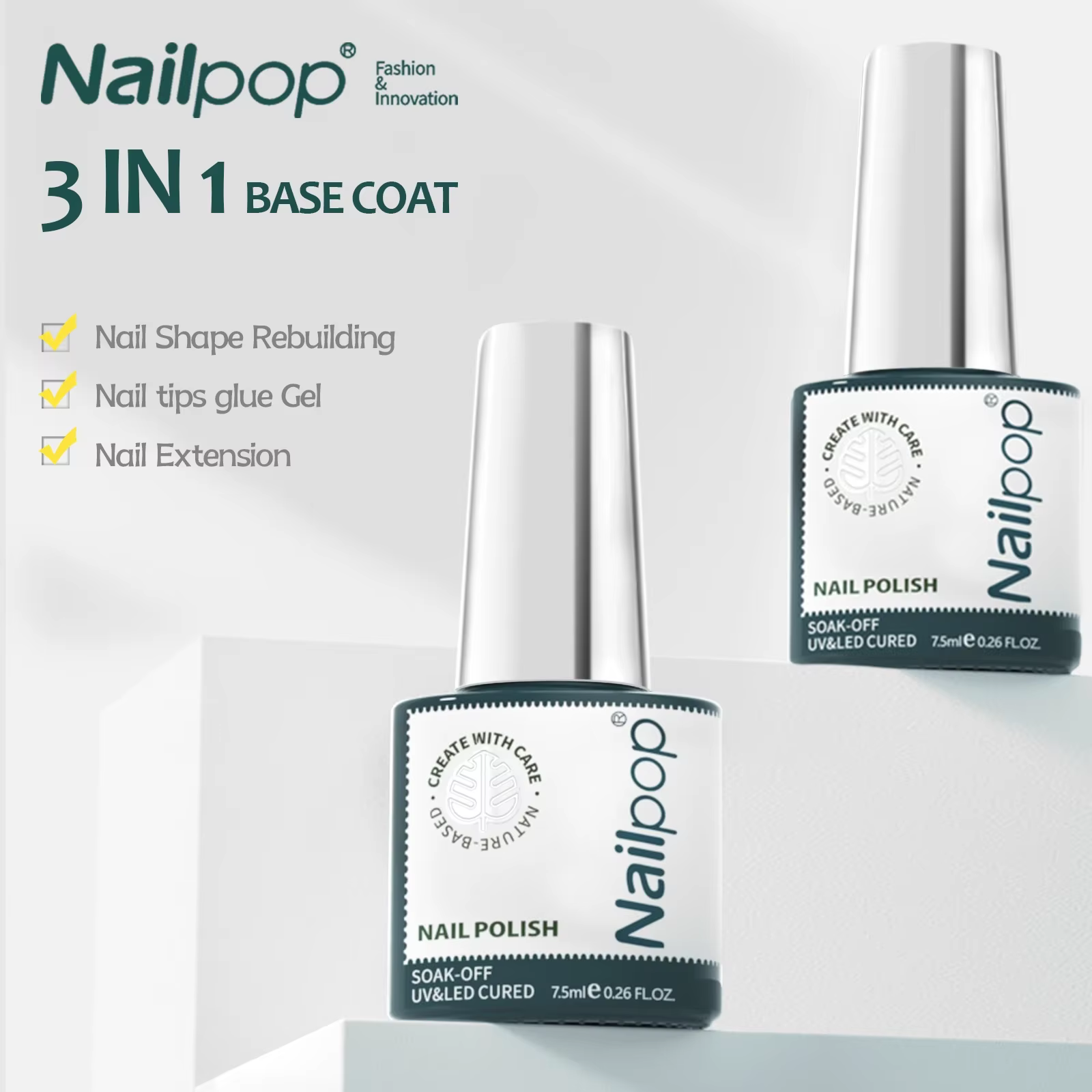 Nailpop – Base transparente en Gel de fonction 7.5ml