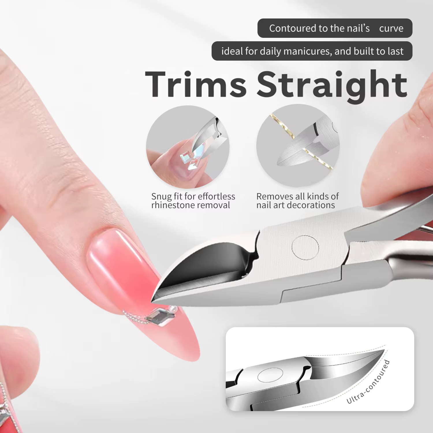 Pince à cuticules pour retirer les strass des ongles