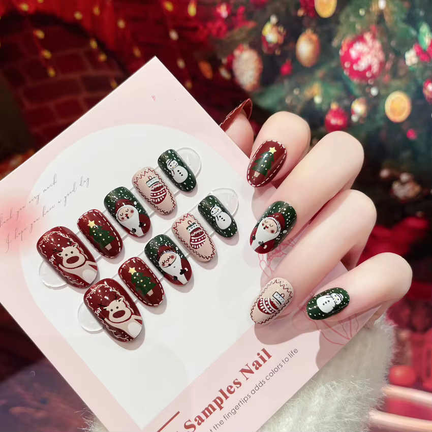 Faux ongles College de dessin animé Père Noël