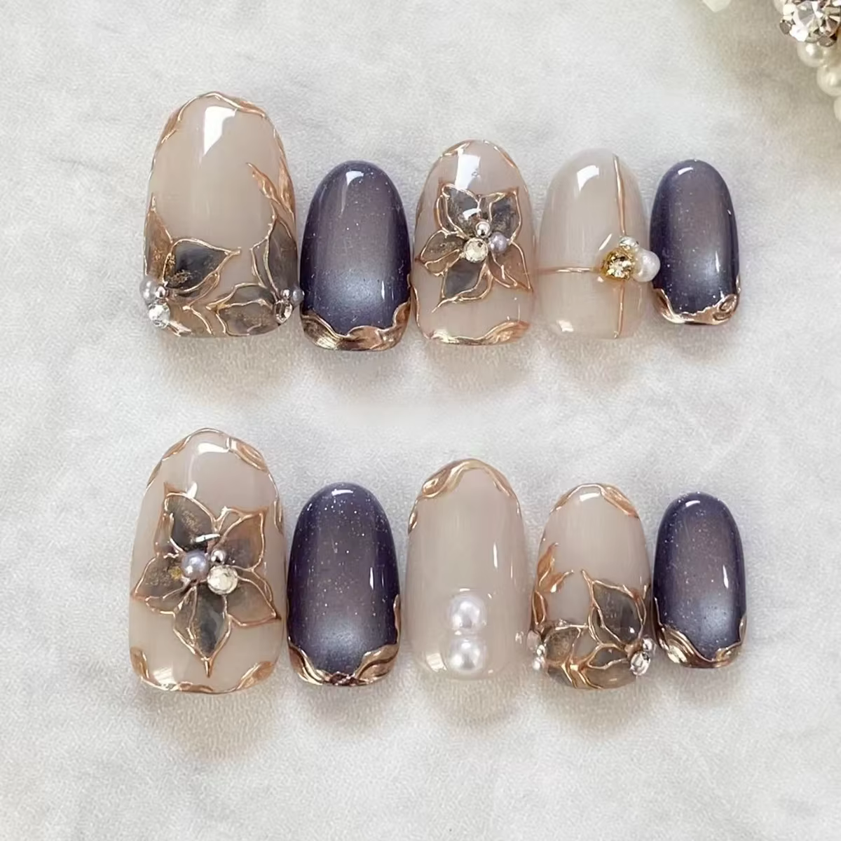 Faux ongles français en amande mate