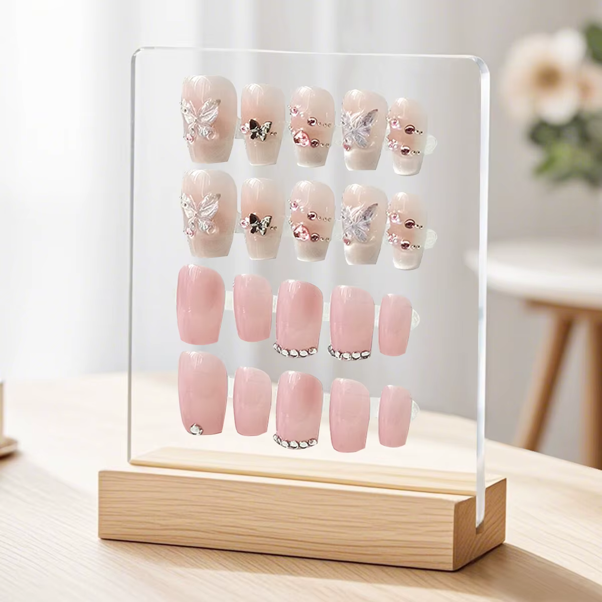 Présentoir à ongles en acrylique transparent