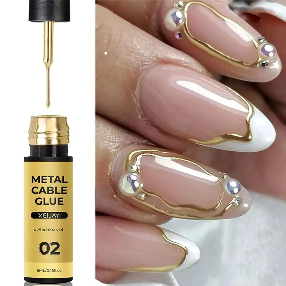 Argent miroir paillettes Gel vernis mode UV Gel crochet bord