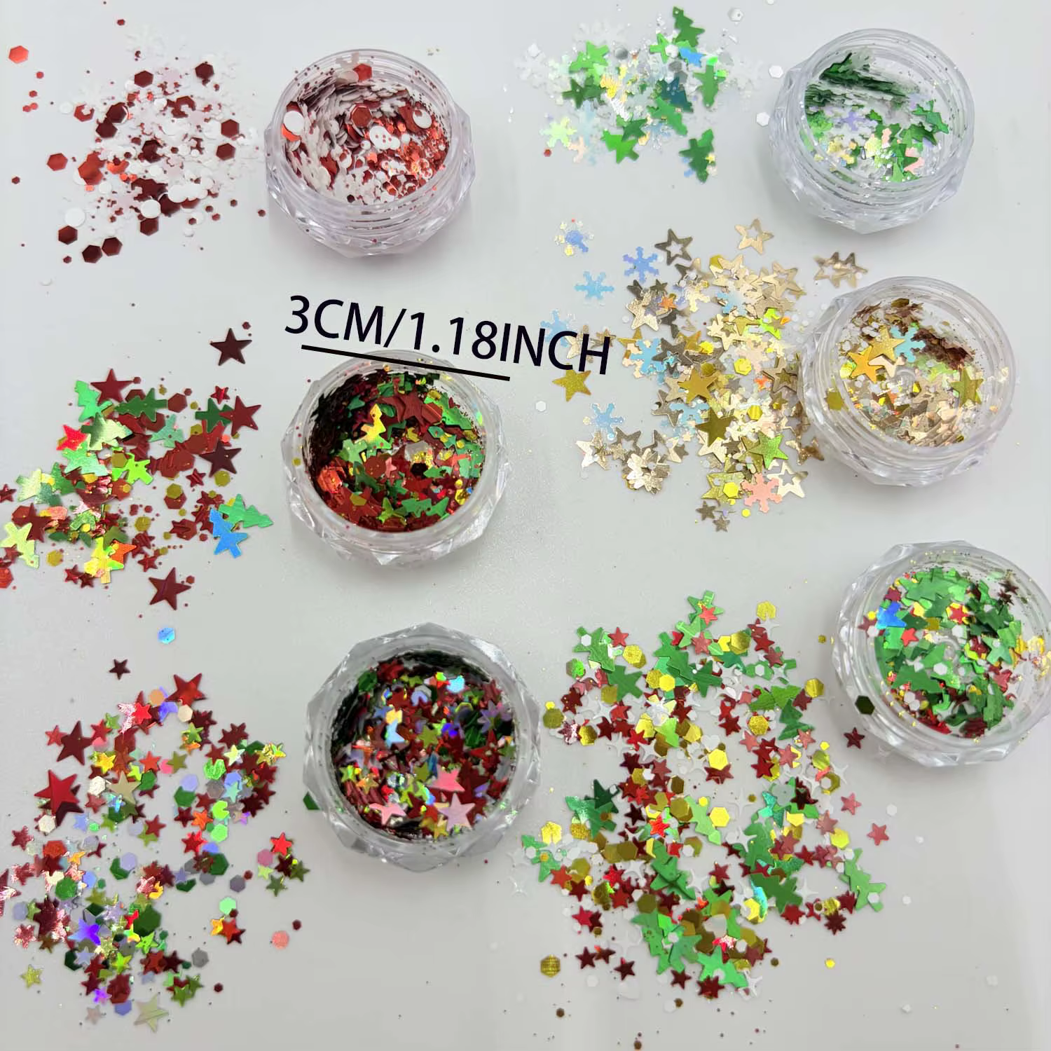 Décorations d'ongles de Noël : paillettes holographiques, confettis flocons de neige, décorations d'ongles de Noël vertes, flocons 3D pour vernis gel DIY