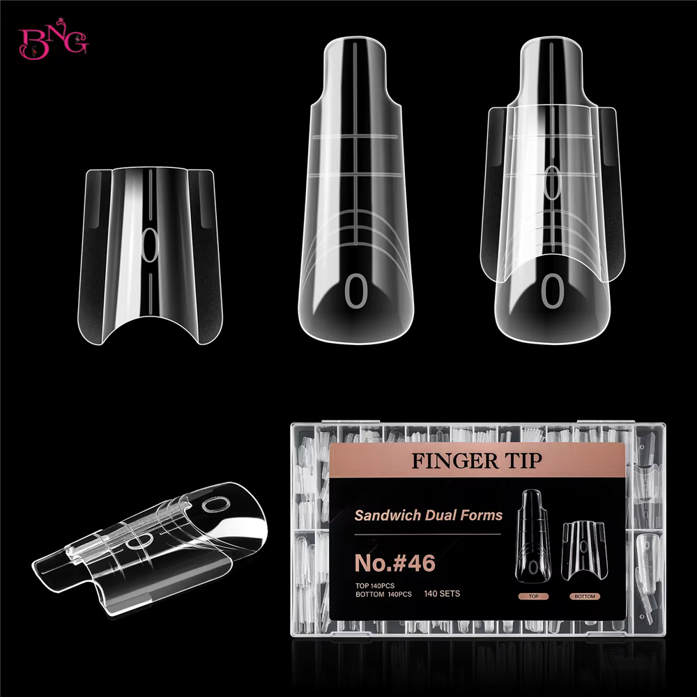 BNG 280 pièces ongles Sandwich double formes carrées