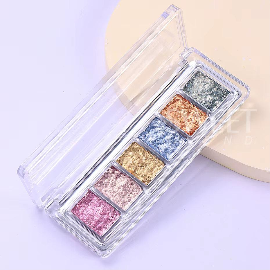 6 grilles brillant Bling boue solide ongles Pigment cristal aurore opale frottant la poussière Chrome