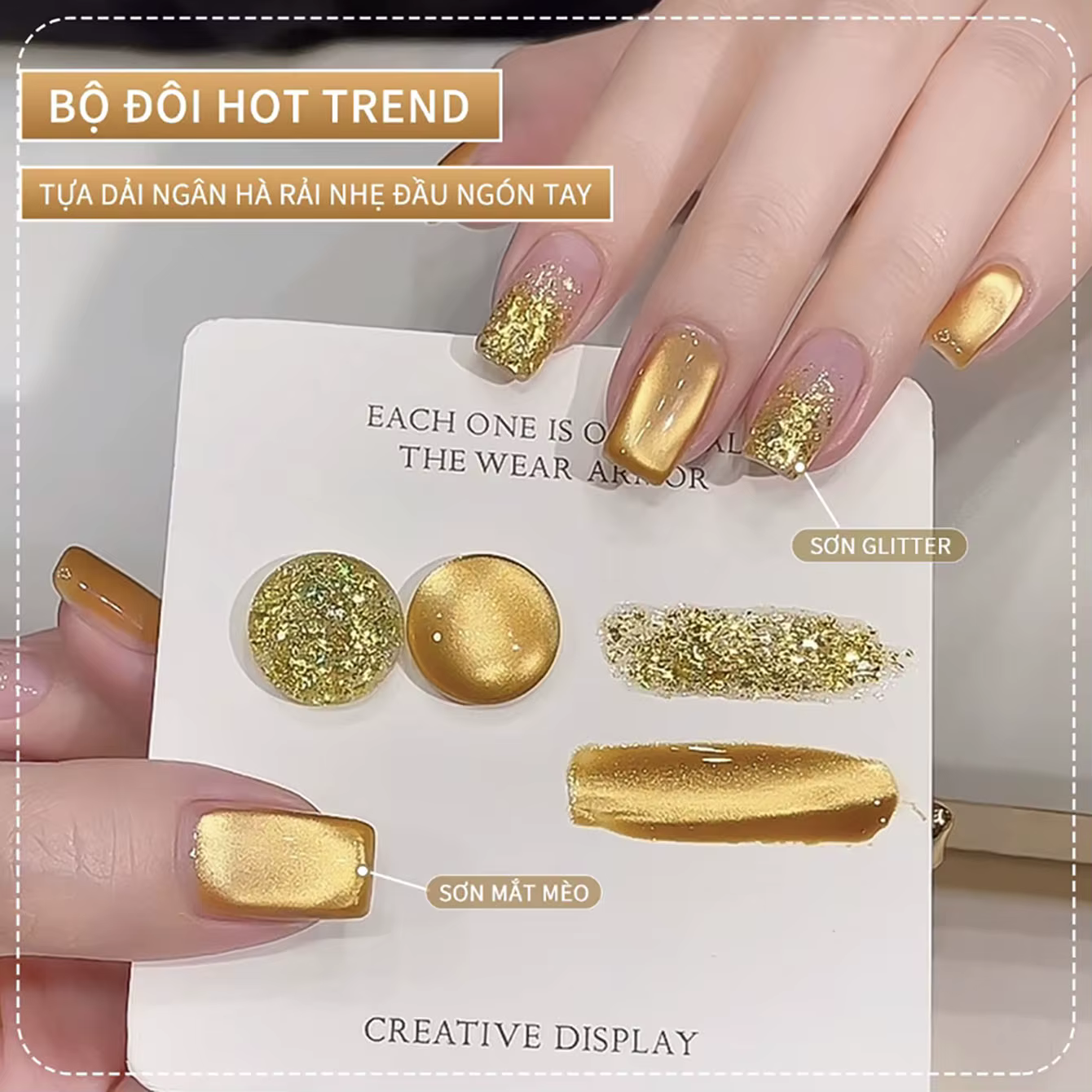 MIANEL 2026 Nouveau Vernis à Ongles Gel Effet Œil de Chat Doré Osmanthus Miel avec Perles de Verre