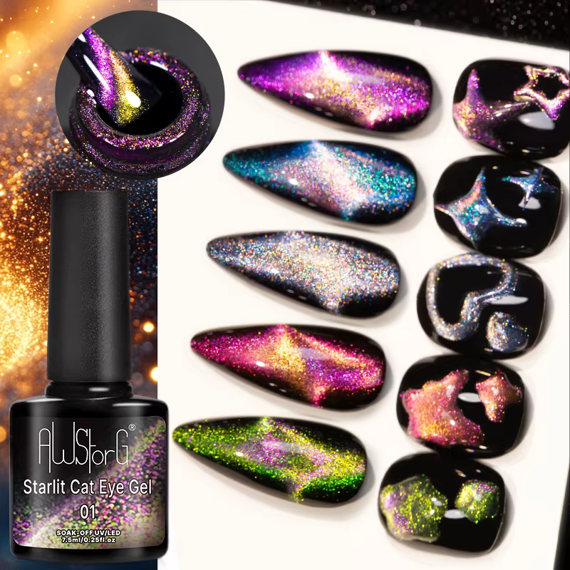 AWStorG 7.5ml Vernis à ongles gel magnétique Starlit Cat