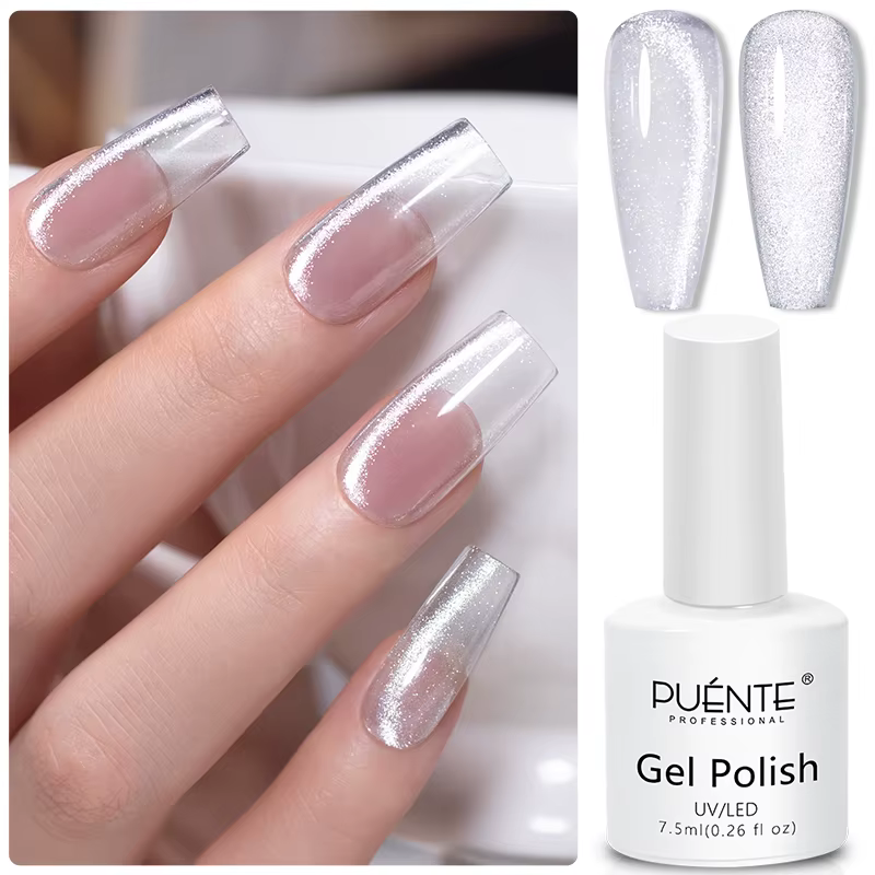 Vernis à ongles Gel magnétique chat blanc scintillant