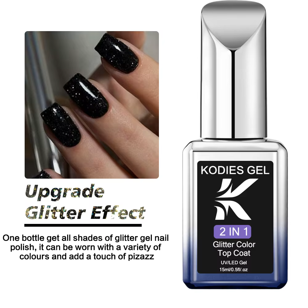 KODIES GEL Starlight couche de finition Gel vernis à ongles 15ML Semi Permanent UV chatoyant manucure Gel
