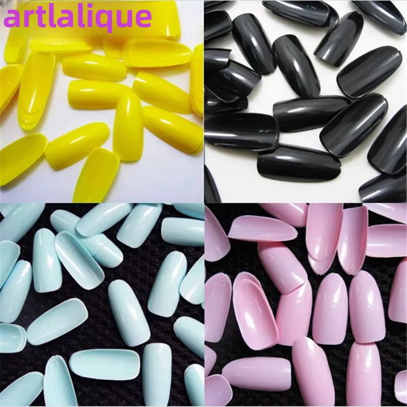 500 faux ongles en gel UV acrylique de forme ovale à couverture complète pour manucures et nail art