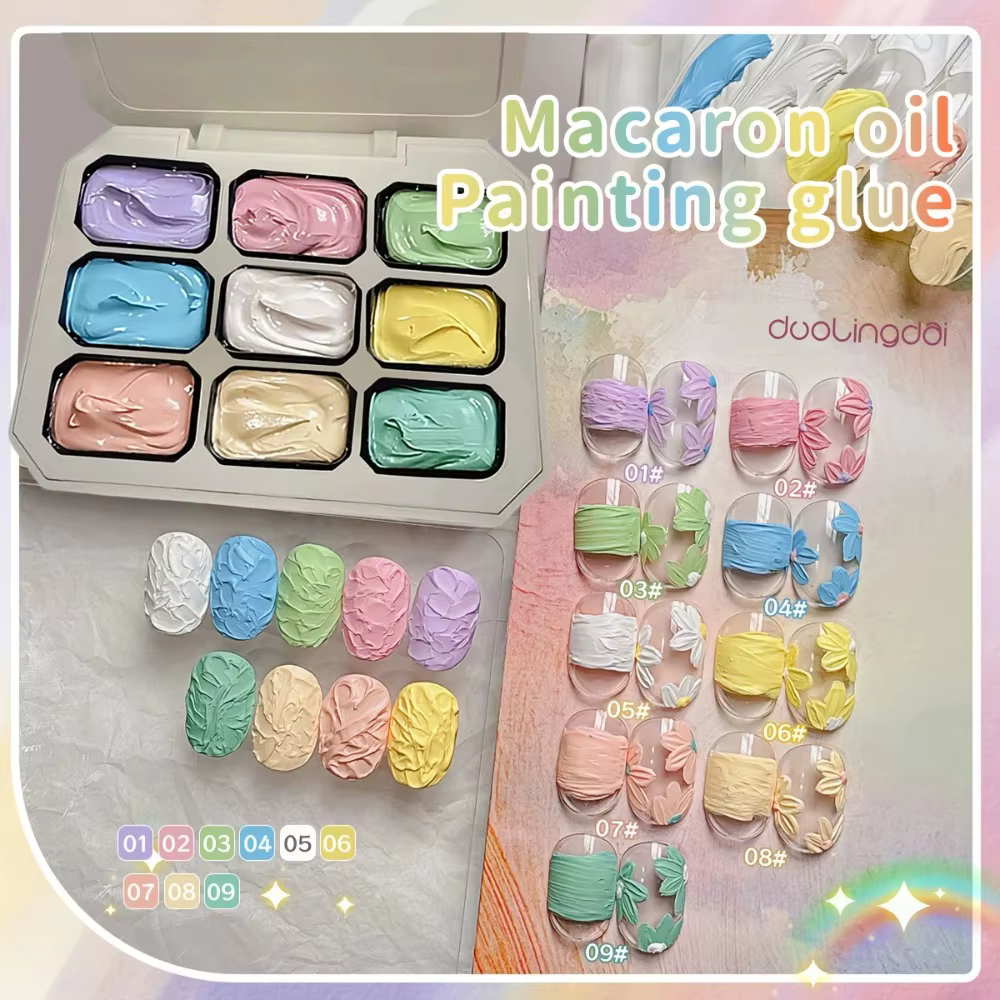 Kit Complet de Gel Peinture à l'Huile Macaron 9 Couleurs - Gel