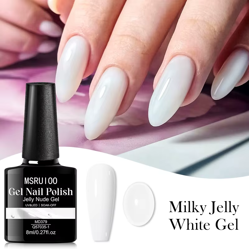 MSRUIOO 8ml Vernis à ongles gel laiteux blanc translucide pour manucure