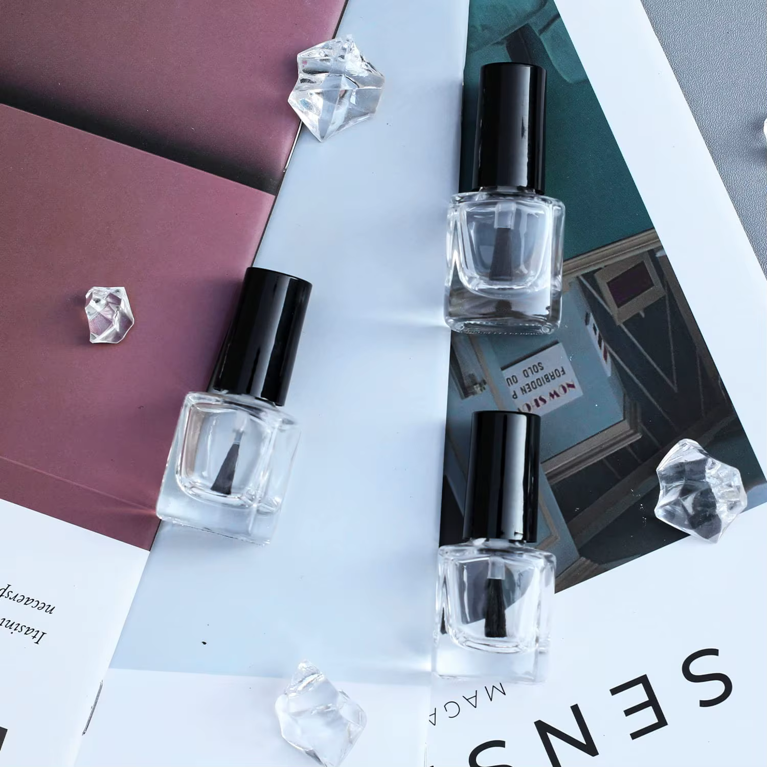6 pièces + 6 accessoires bouteilles de vernis à ongles vides avec entonnoir à brosse avec 6