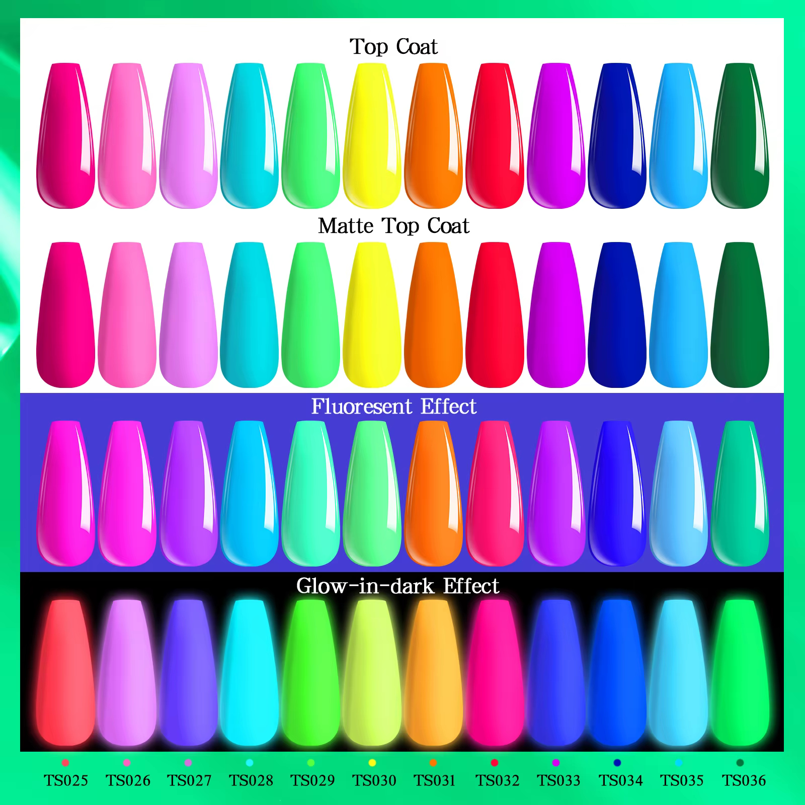 Vernis à ongles Gel Fluorescent néon qui brille dans la nuit