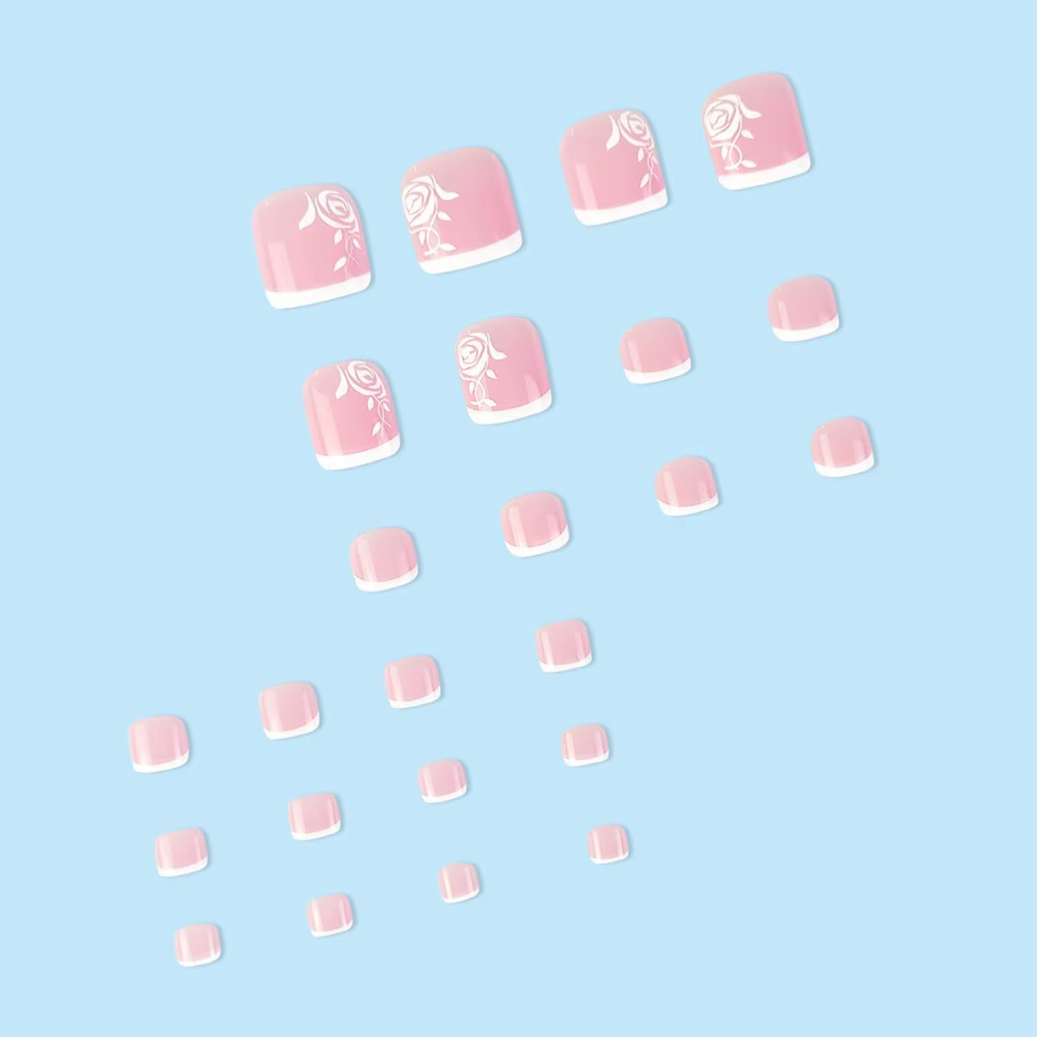 24 pièces presse sur les ongles français pointu rose faux