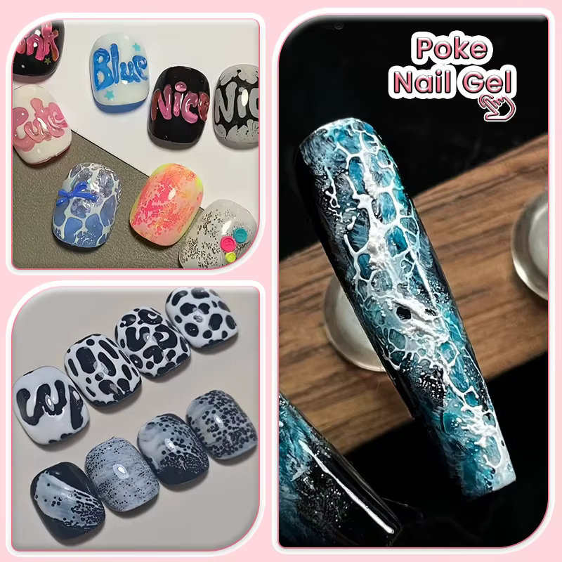 LILYCUTE 8ml Poke ongles Gel blanc noir piquant multifonctionnel UV LED Gel bulle océan vague sans essuyer dentelle peinture Gel vernis