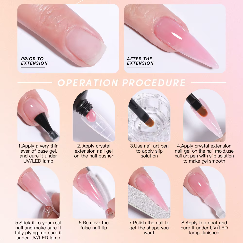 AS 15ml Gel d'extension d'ongle construire des ongles Poly Gel acrylique UV LED Extension rapide du modèle de cristal