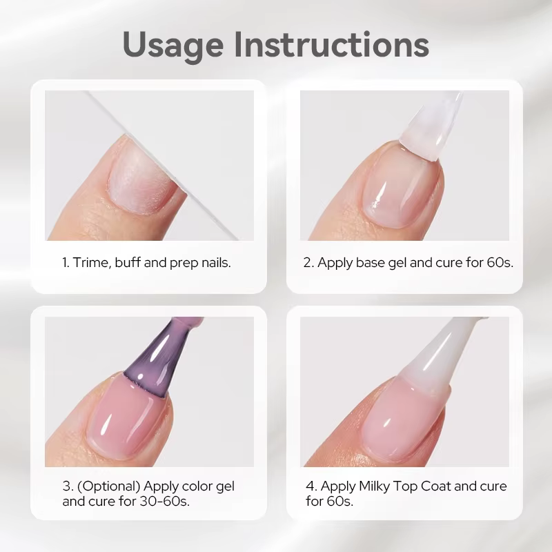 BORN PRETTY 10ml Vernis Gel Laiteux de Finition Soak Off UV LED Longue Tenue Blanc