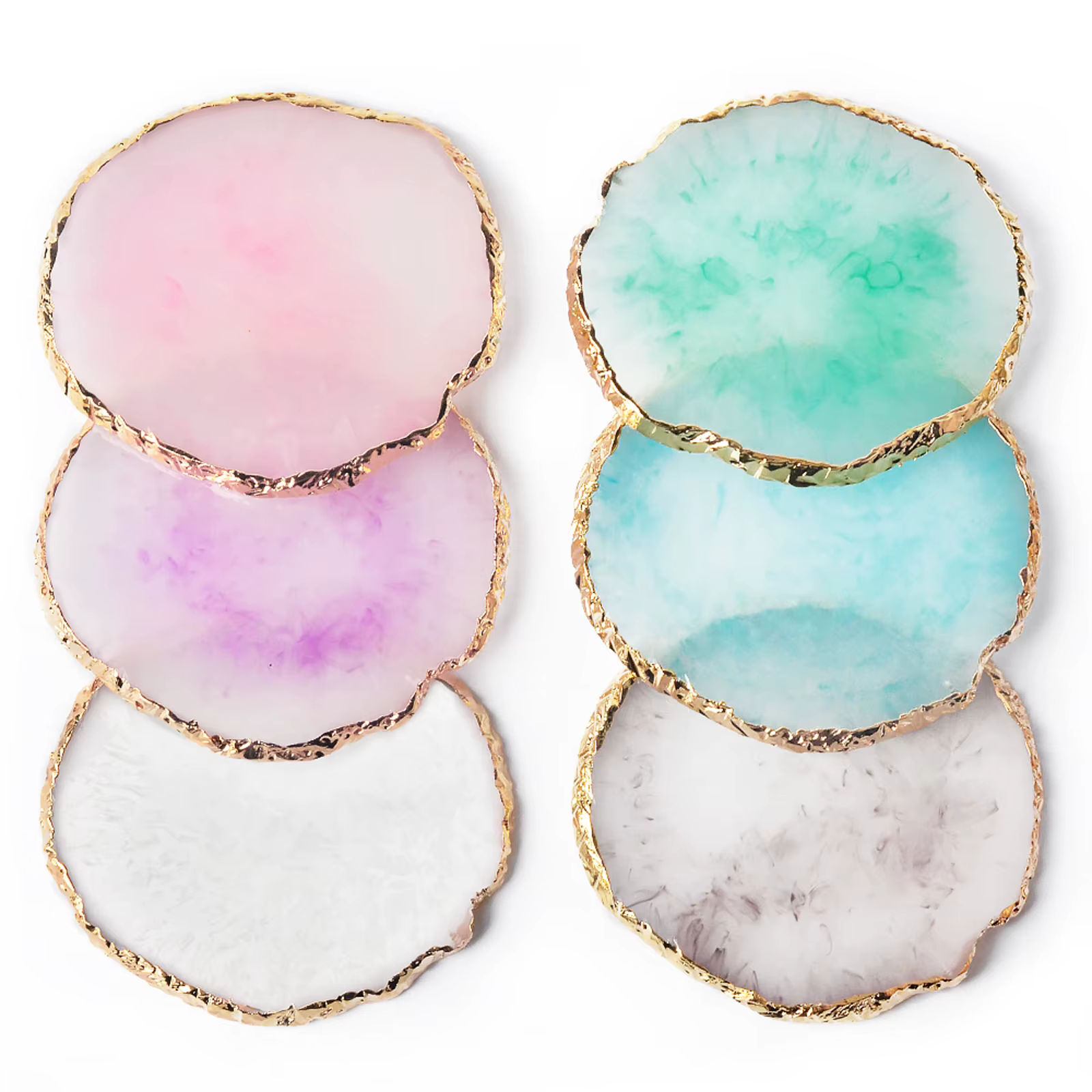 Palette de Faux Ongles Ronds en Résine et Pierre d'Agate