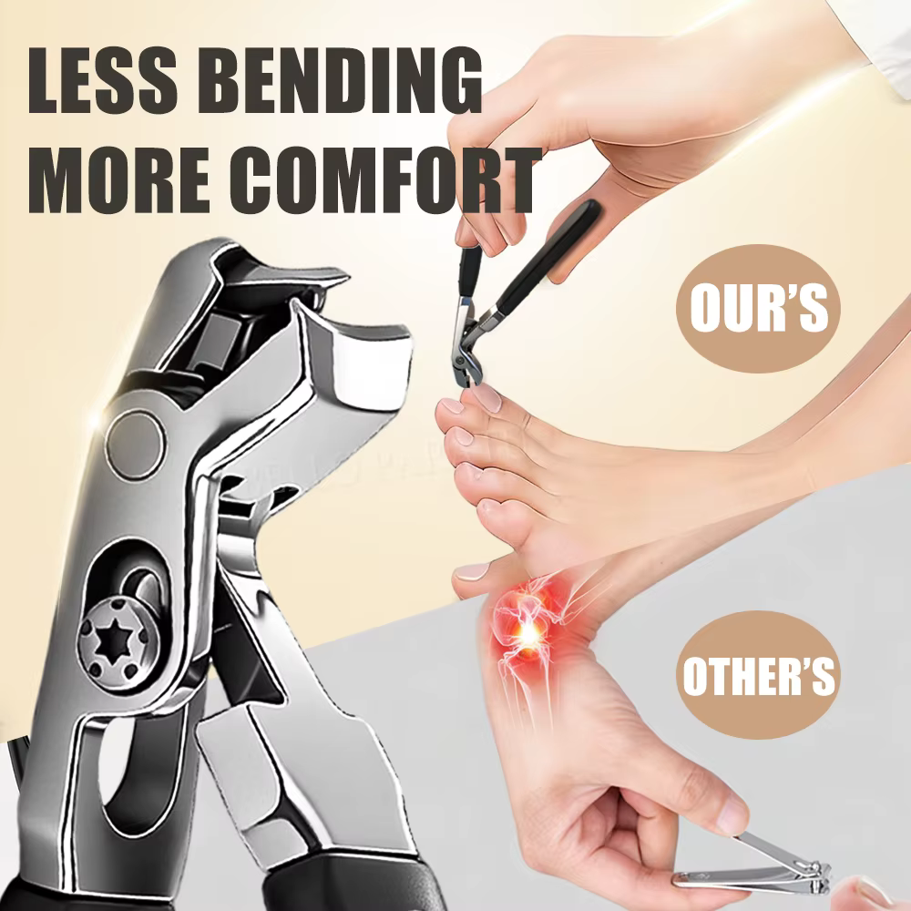 Coupe-ongles avec récupérateur, tête inclinée, pour ongles épais, ouverture large, pour ongles de pieds et de mains