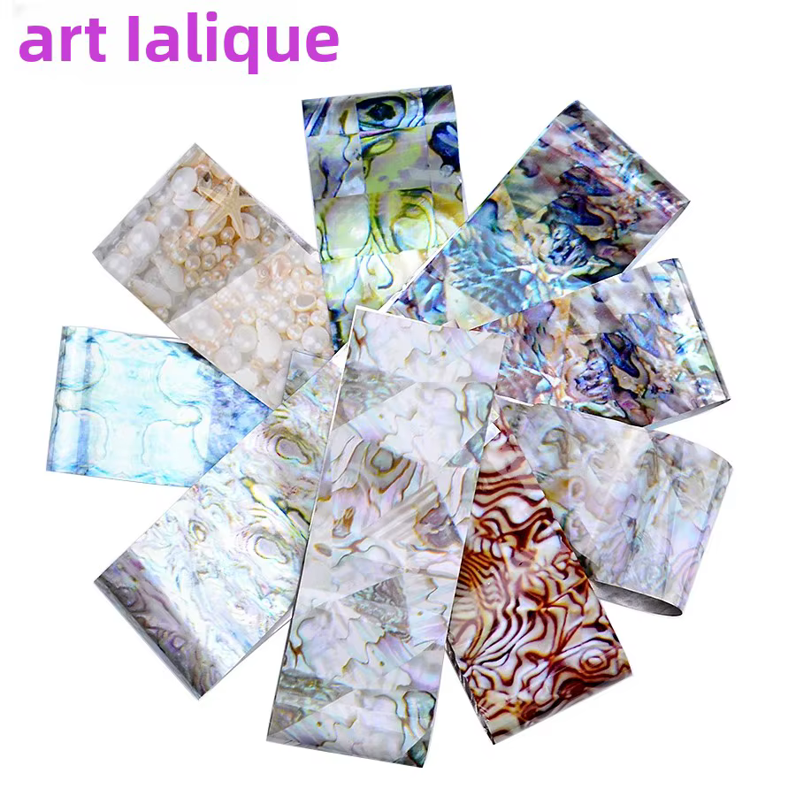 16 pièces Nail Art feuille décalcomanies étoilé marbre dégradé labyrinthe coquille conception 4x20 cm bricolage créatif manucure transferts