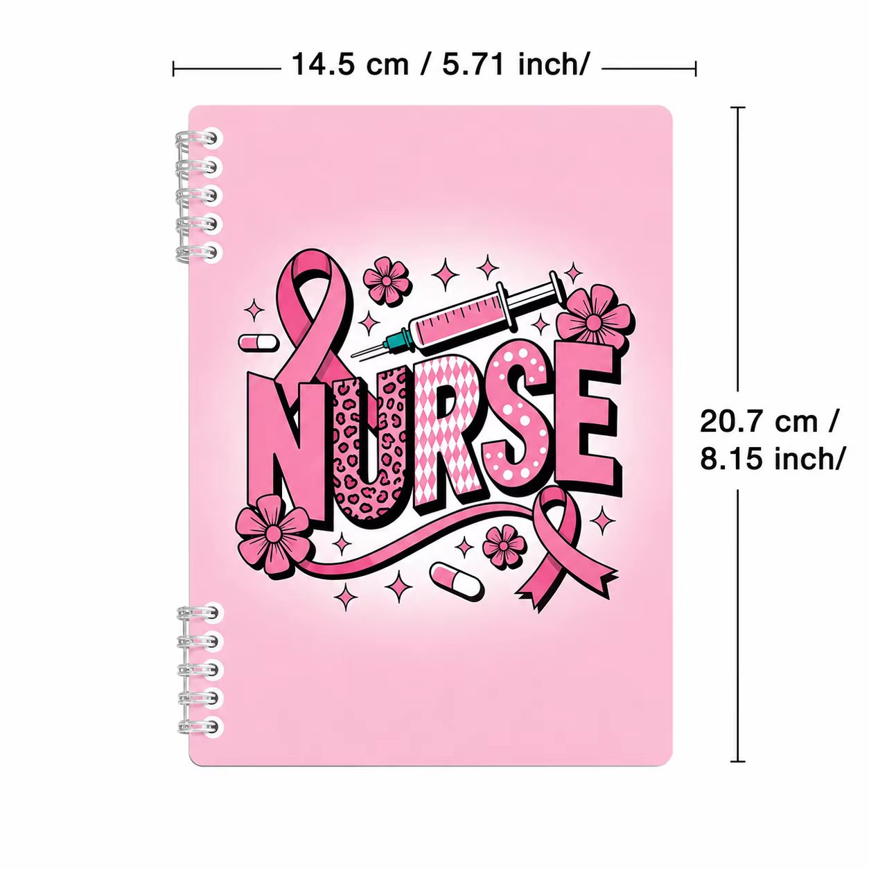 Carnet à spirale rose pour infirmières, 120 pages, journal médical mignon, planificateur pour étudiants en soins infirmiers, femmes, cadeau pour l'école et le bureau