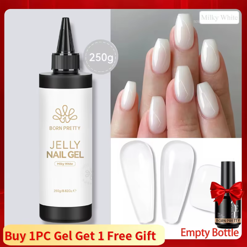 BORN PRETTY 250g gelée blanche laiteuse Gel nu vernis à ongles paquet rechargé translucide clair Semi Permanent tremper Gel UV