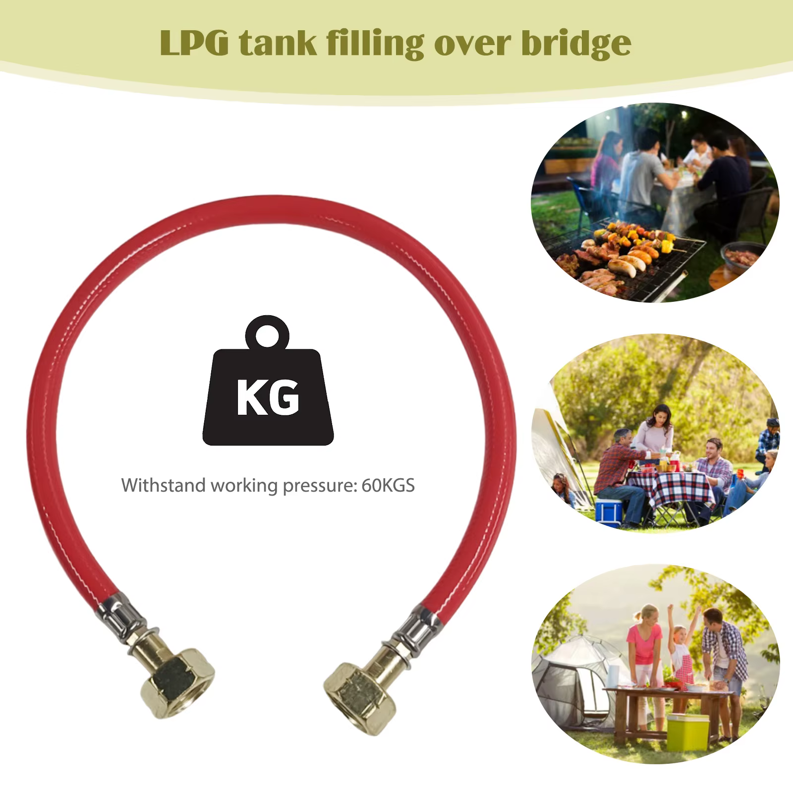 Connecteur de gonflage mutuel de GPL précieux, joint de pont de remplissage de GPL d'Europe de l'Est, tuyau en caoutchouc durable, accessoires de poêle d'extérieur