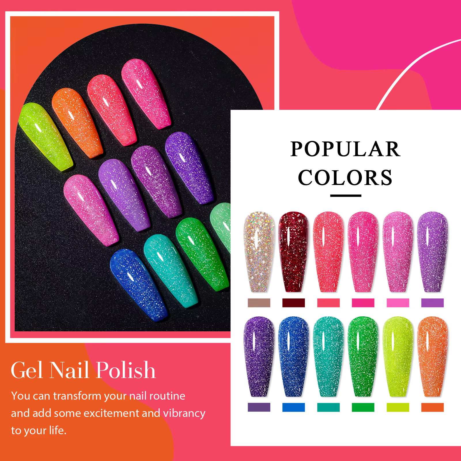 8/12 pièces paillettes Gel vernis à ongles ensemble