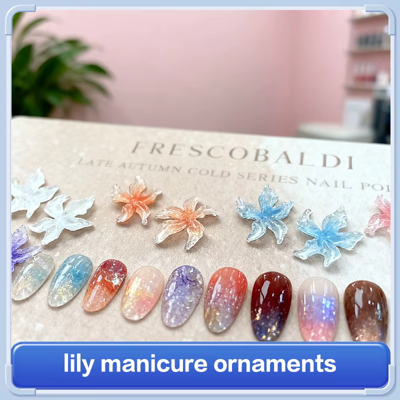 30pc mixte 3D résine dégradé coloré Transparent Lily Nail Art décoration Style bizarre tacheté fleur ongles breloques pour manucure