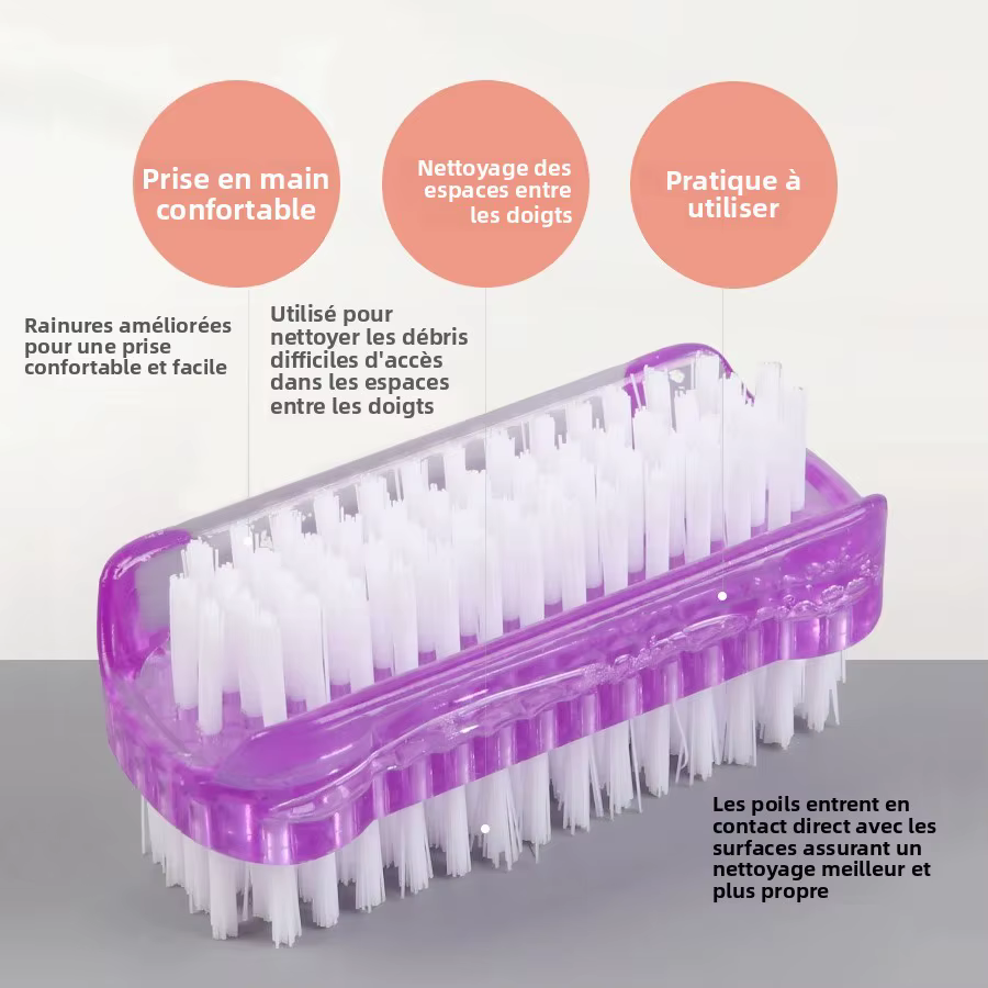 Brosse de nettoyage des ongles double face