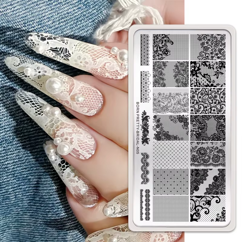 BORN PRETTY – modèles de Nail Art en dentelle pour mariée
