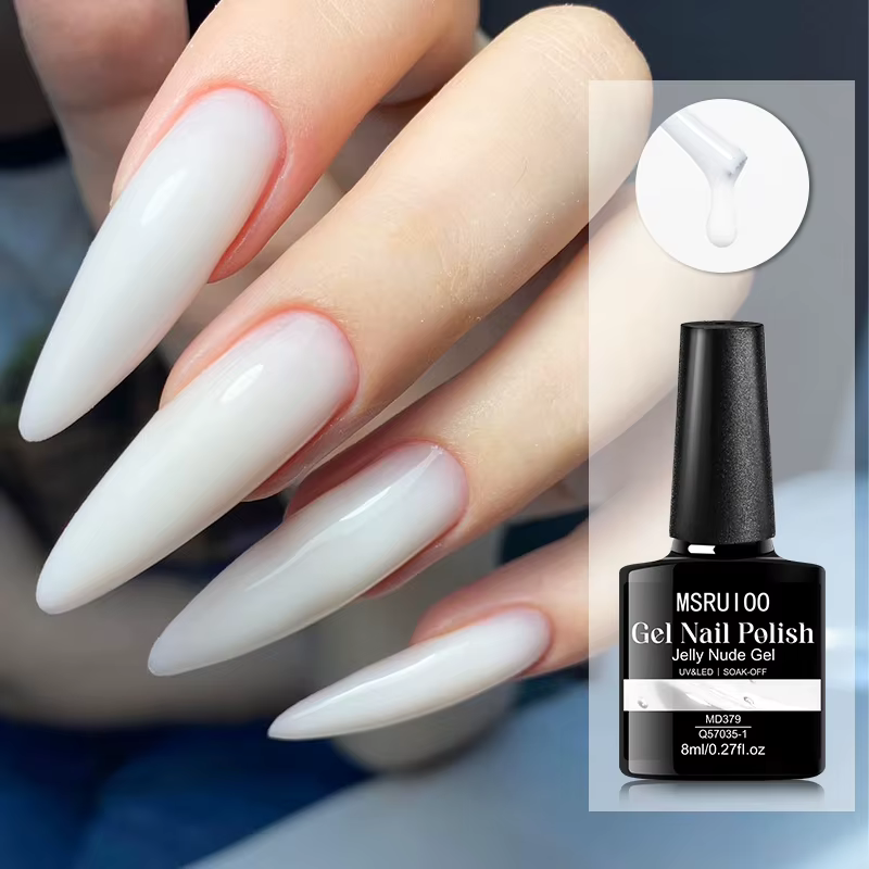 MSRUIOO 8ml Vernis à ongles gel laiteux blanc translucide pour manucure