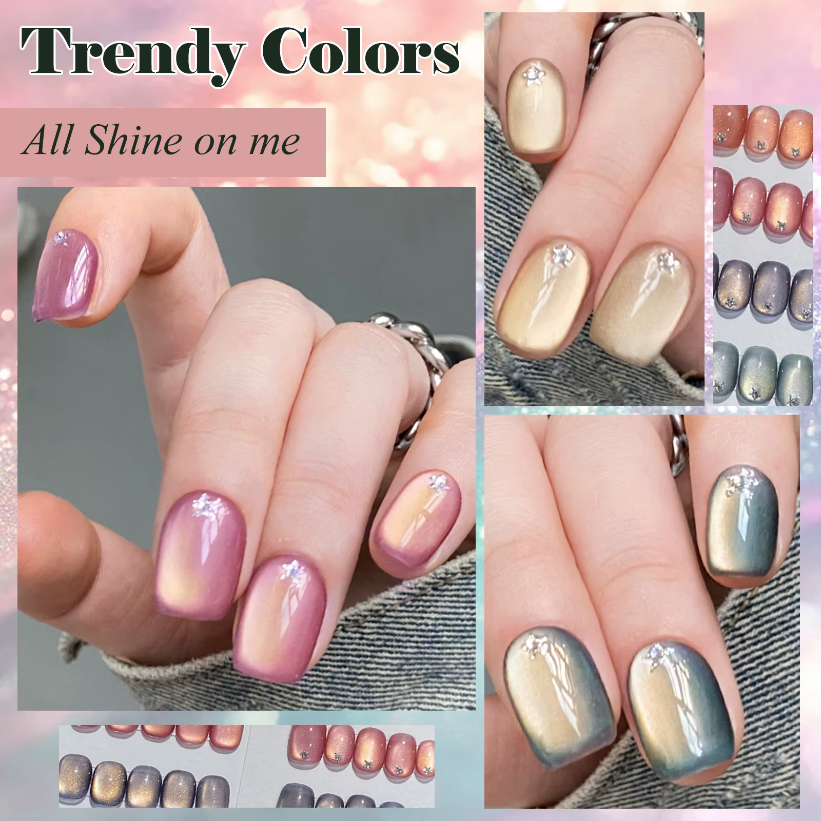 Ensemble de Gel à ongles magnétique doré clair