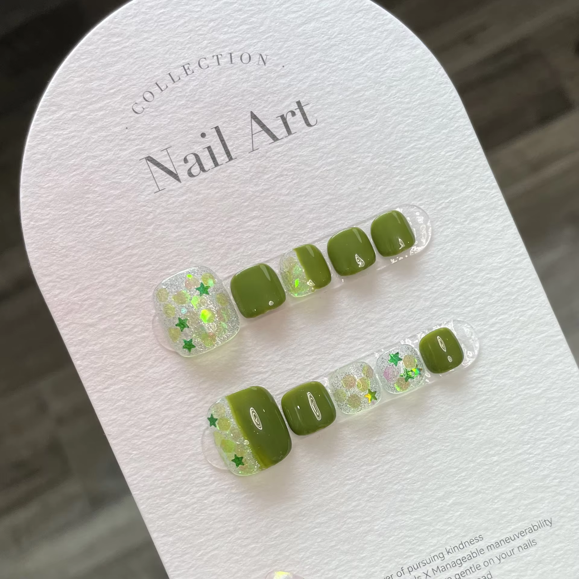 10 faux ongles de pied pressés faits à la main